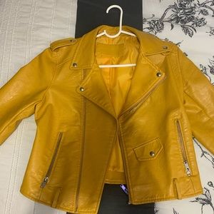 yellow faux leather jacket